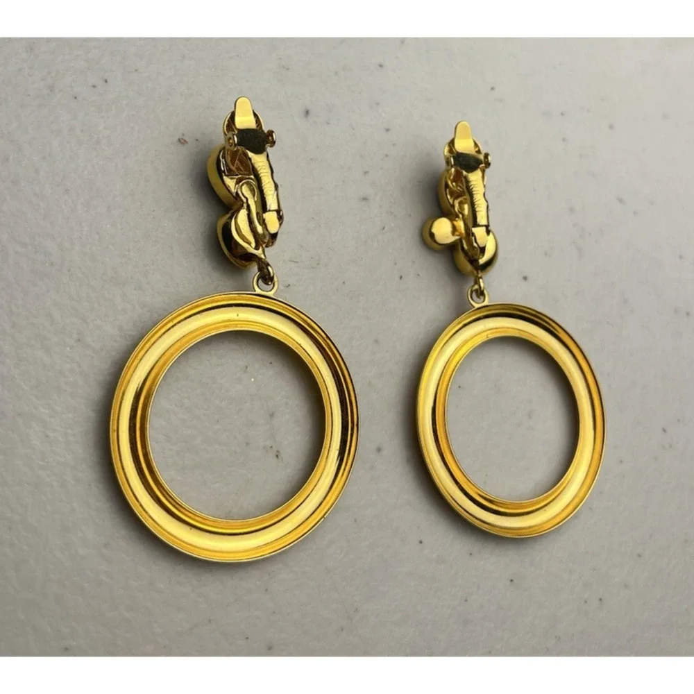Trifari Clip On Earrings Lot Jelly Cabochon Door Knockers Starburst Gold Tone